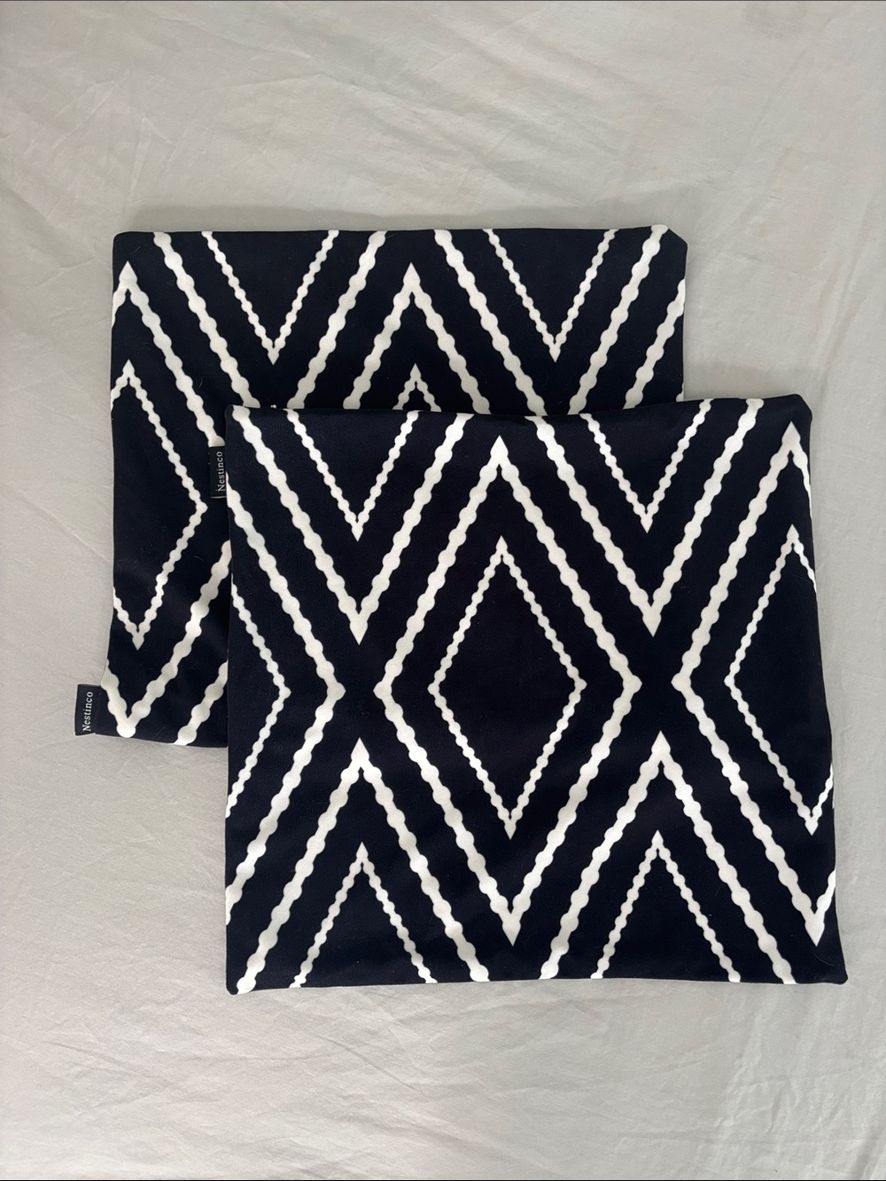Black and White Geometric Pillow Covers - Set of 2